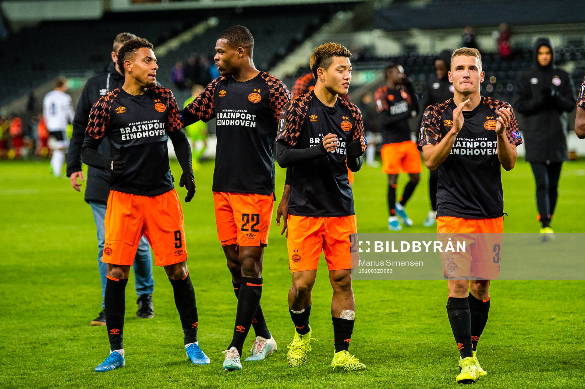 Donyell Malen, Denzel Dumfries, Ritsu Doan and Michal