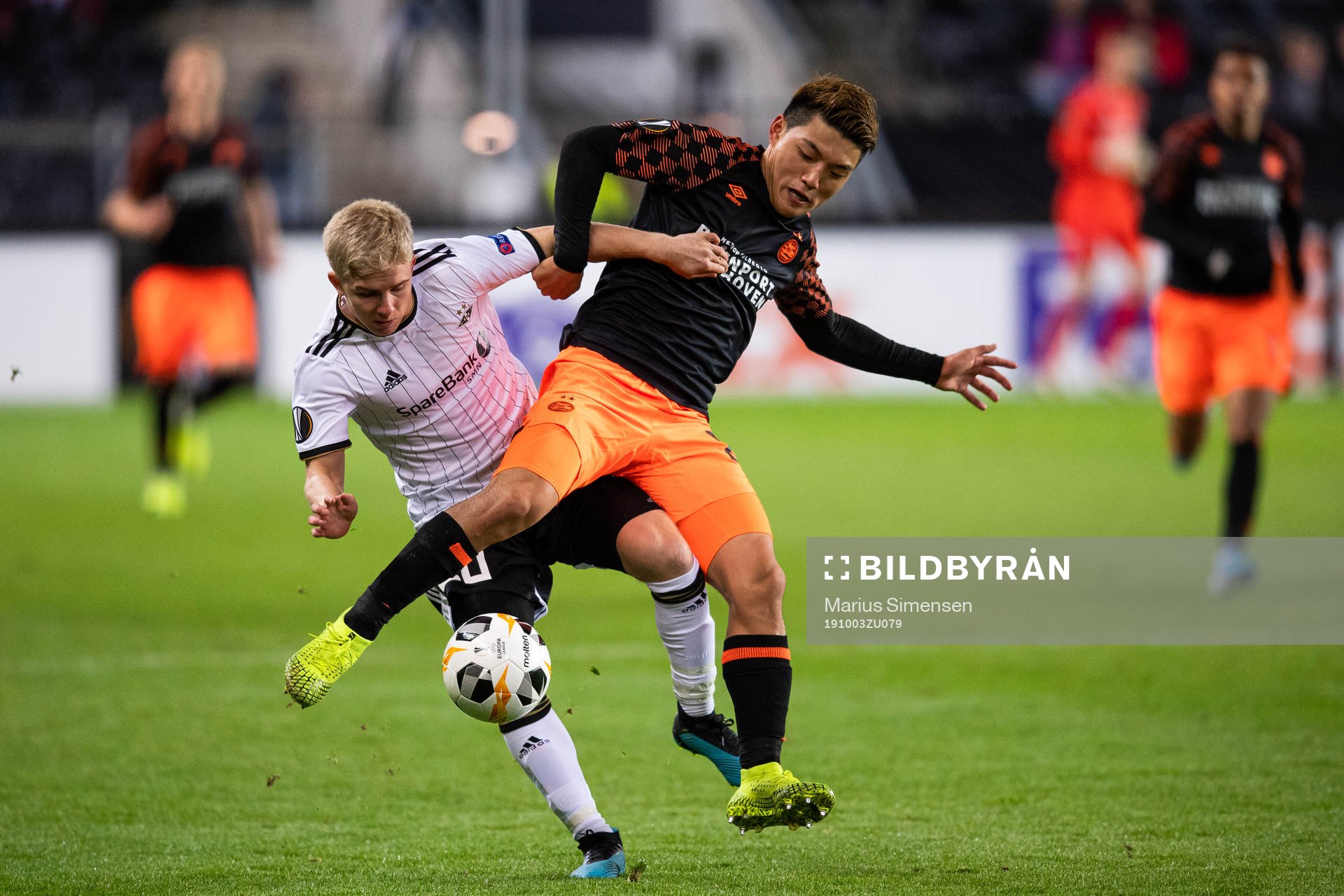 Hampus Gustafsson of Rosenborg and Ritsu Doan of PSV