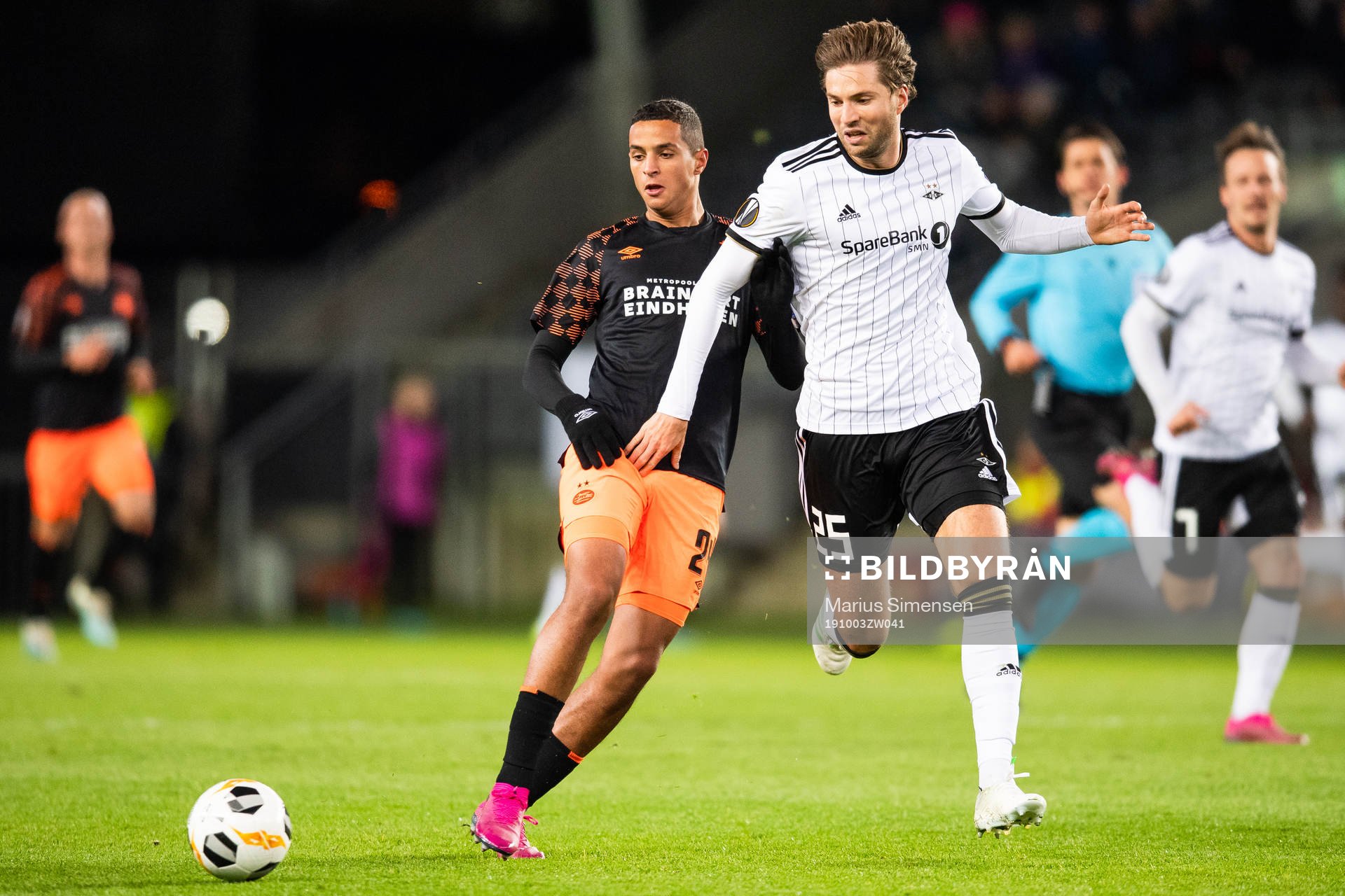 Mohammed Ihattaren of PSV Eindhoven and Marius Lundemo of