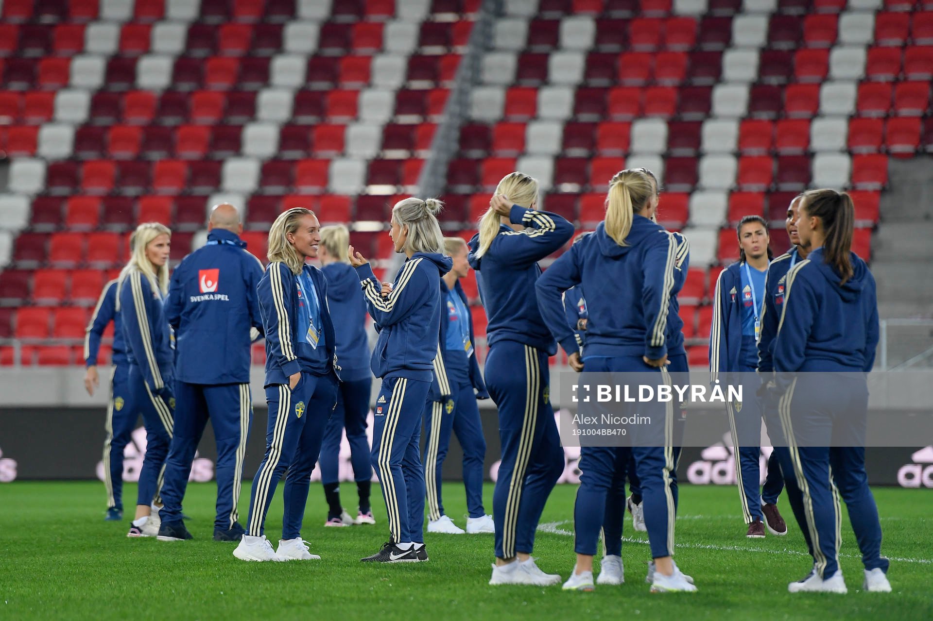 Players of Sweden inspects the pitch