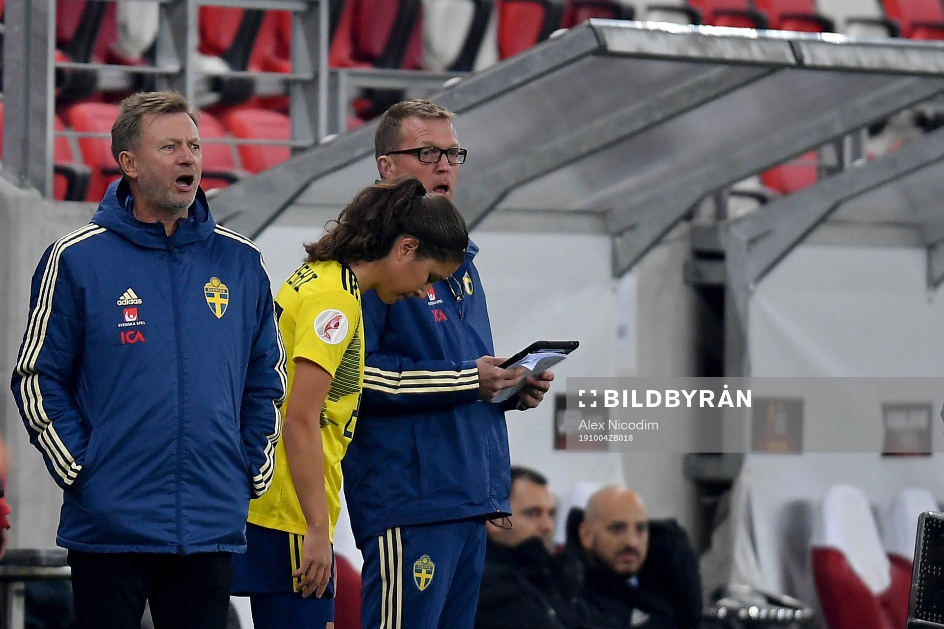 Peter Gerhardsson, head coach of Sweden, reacts