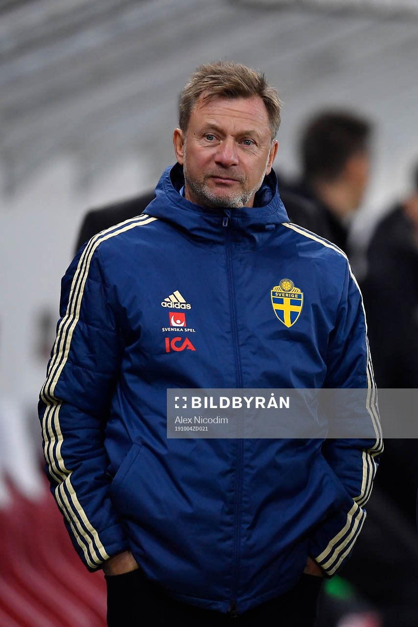 Peter Gerhardsson, head coach of Sweden reacts