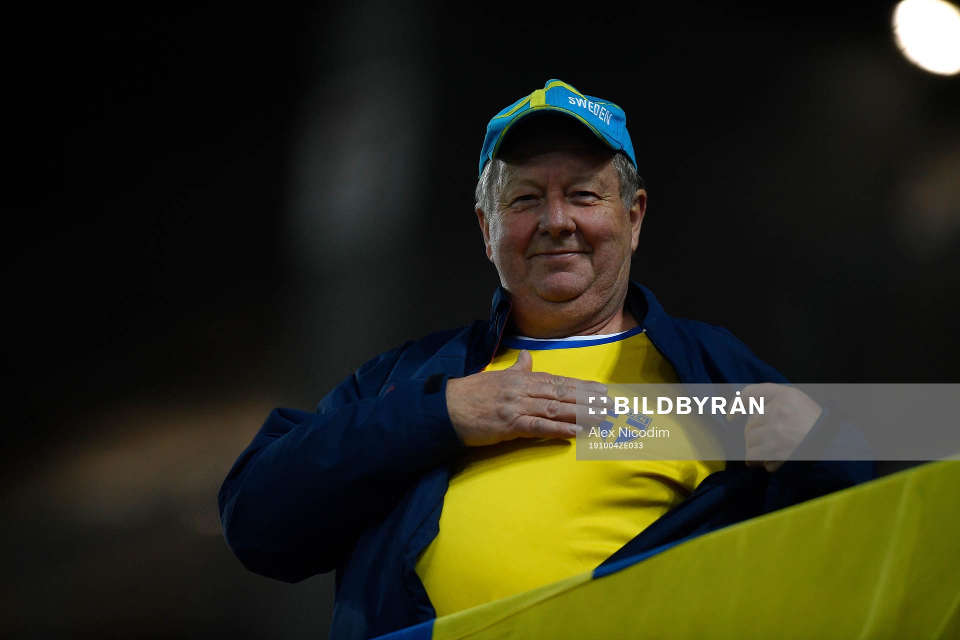 Sweden's supporter reacts