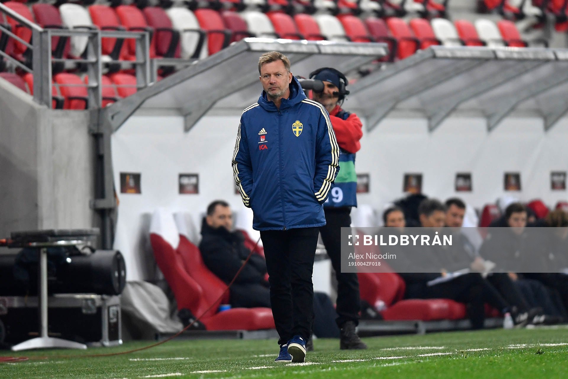 Peter Gerhardsson, head coach of Sweden reacts