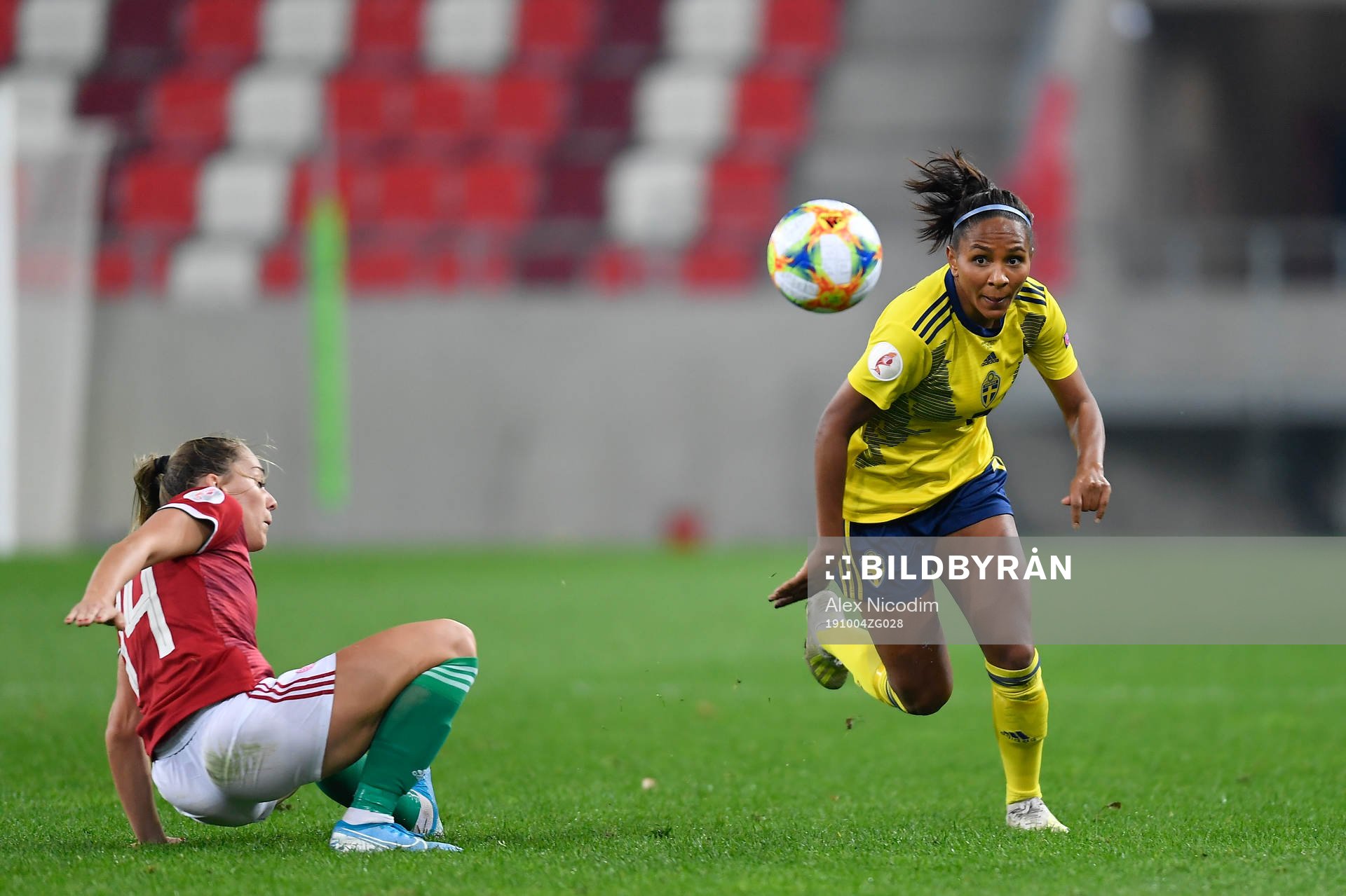 Madelen Janogy of Sweden vies against Evelin Mosdoczi of