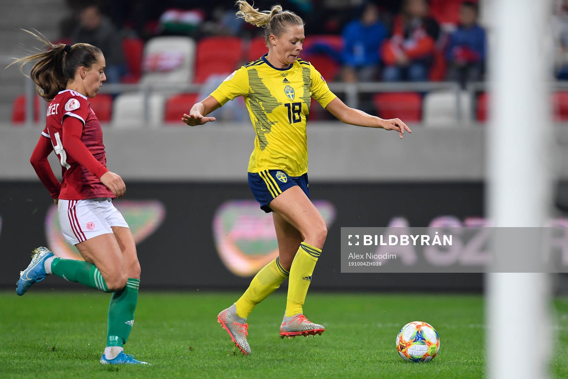 Fridolina Rolfo of Sweden vies against Evelin Mosdoczi of