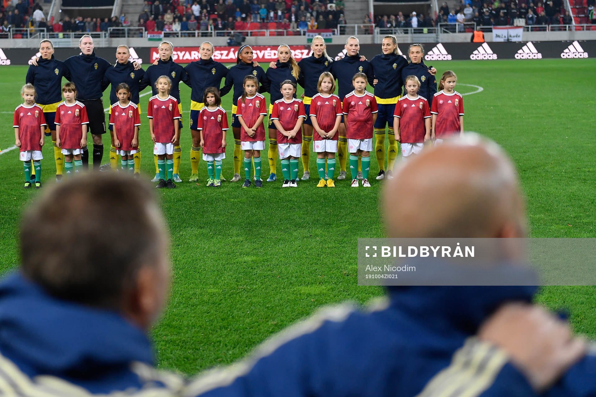 First eleven of Sweden sing the anthem