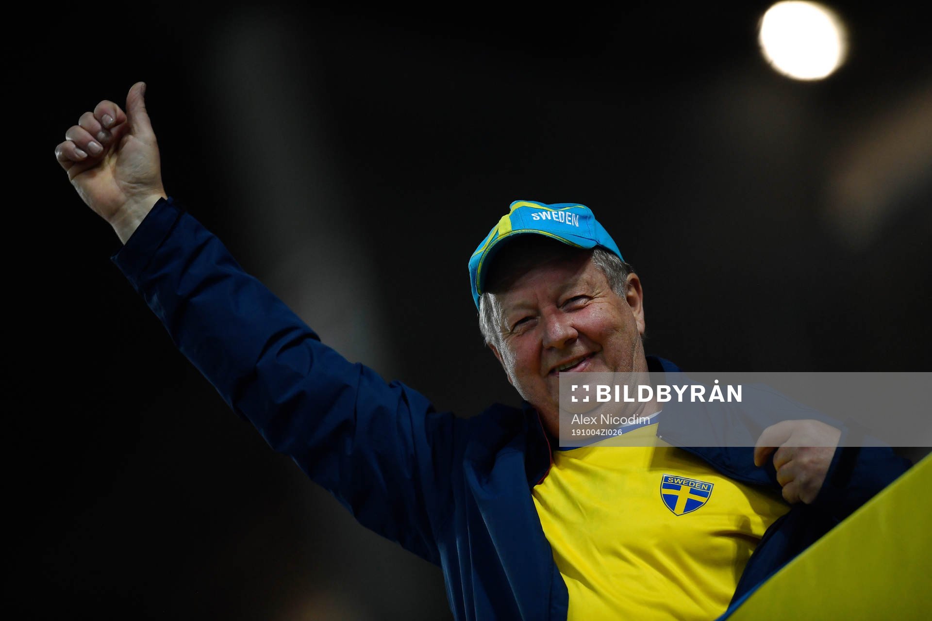 Sweden's supporter reacts