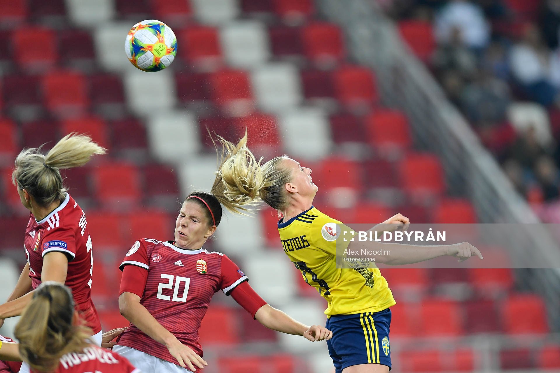 Stina Blackstenius of Sweden against Lilla Turanyi of