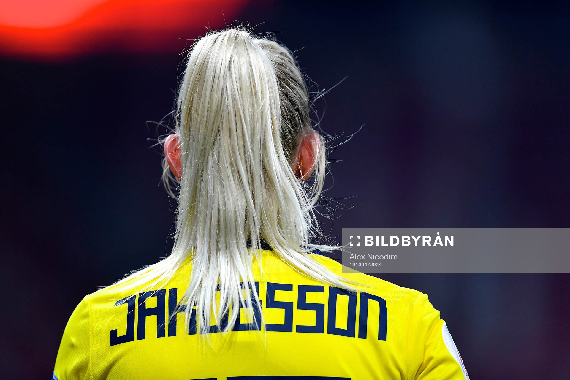 The back of Sofia Jakobsson of Sweden