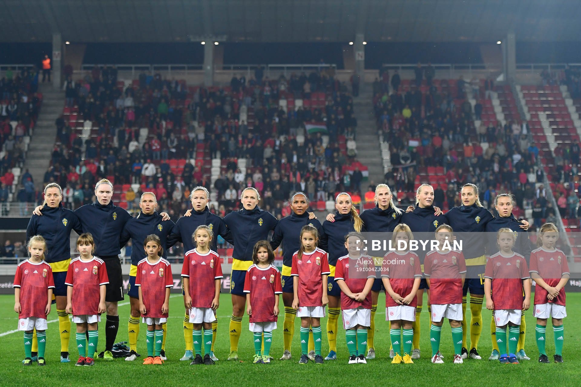 First eleven of Sweden sing the anthem