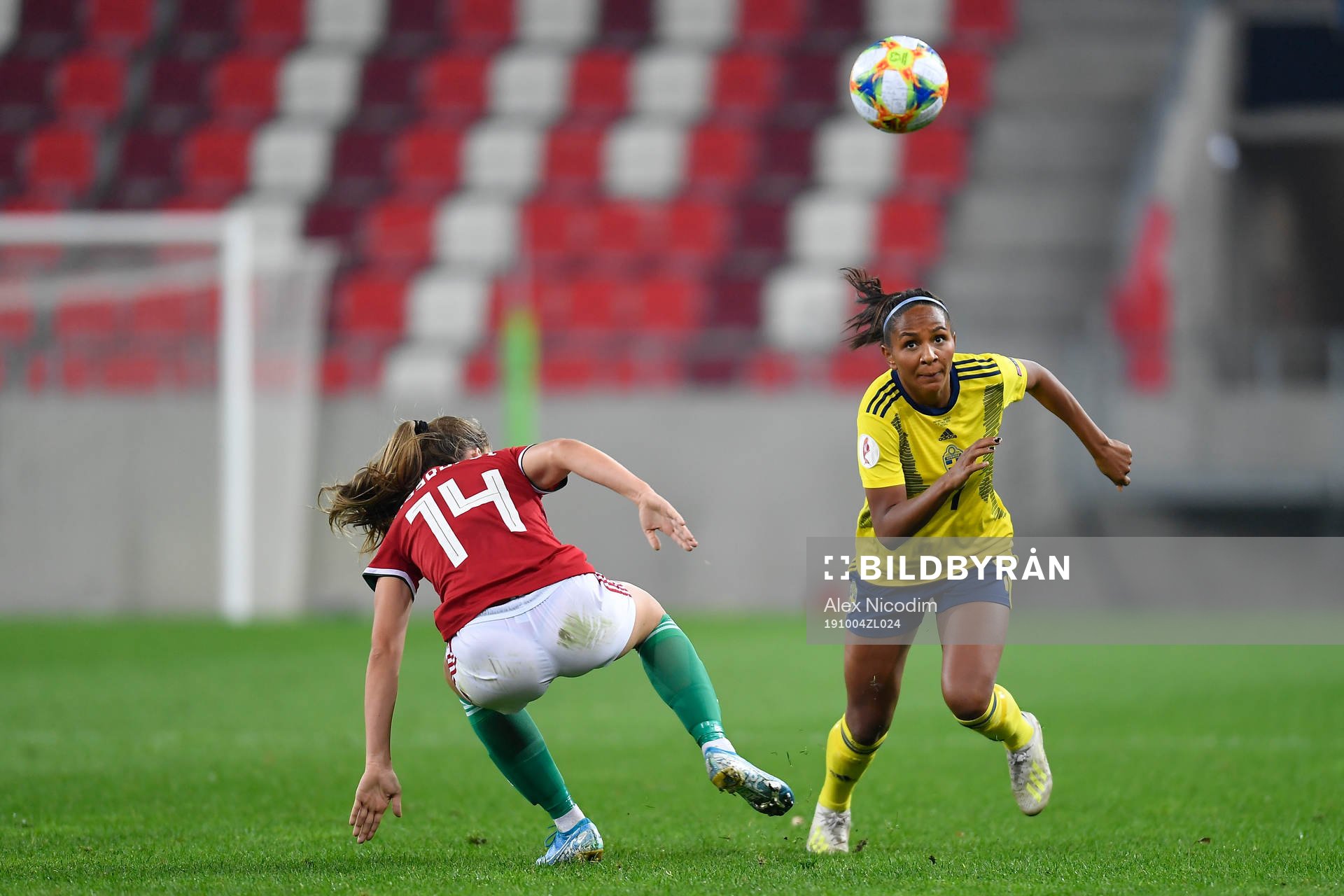 Madelen Janogy of Sweden vies against Evelin Mosdoczi of
