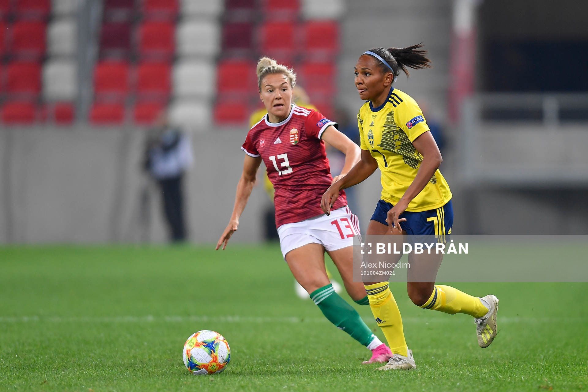 Madelen Janogy of Sweden vies against Fanni Vago of Hungary