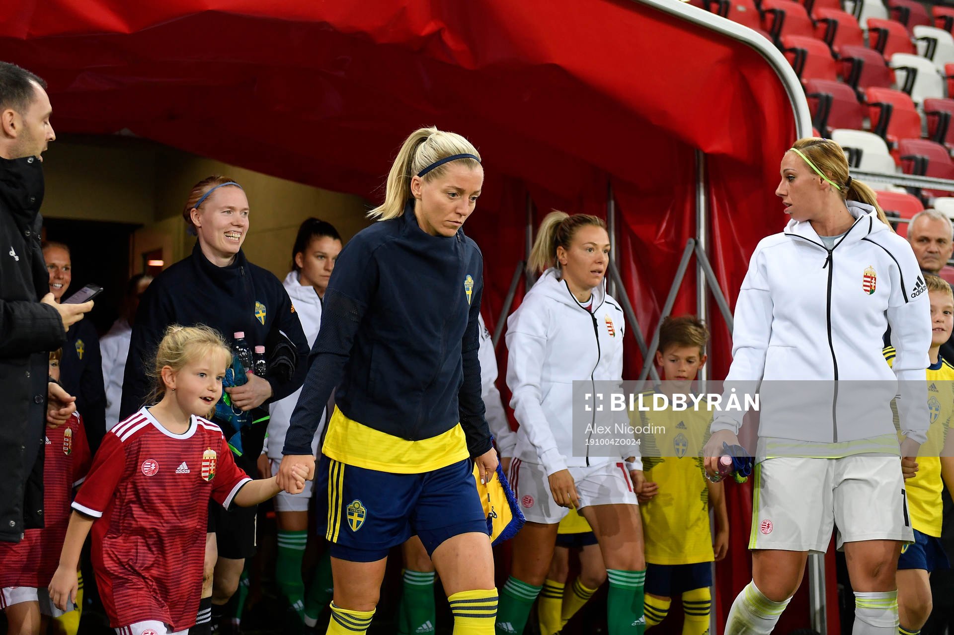 Linda Sembrant of Sweden enters the pitch