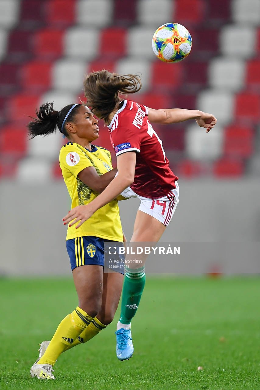 Madelen Janogy of Sweden vies against Evelin Mosdoczi of