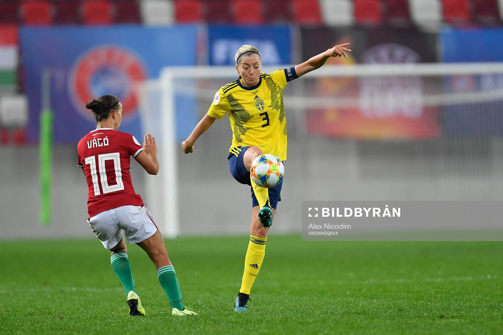 Linda Sembrant of Sweden vies against Fanni Vago of Hungary