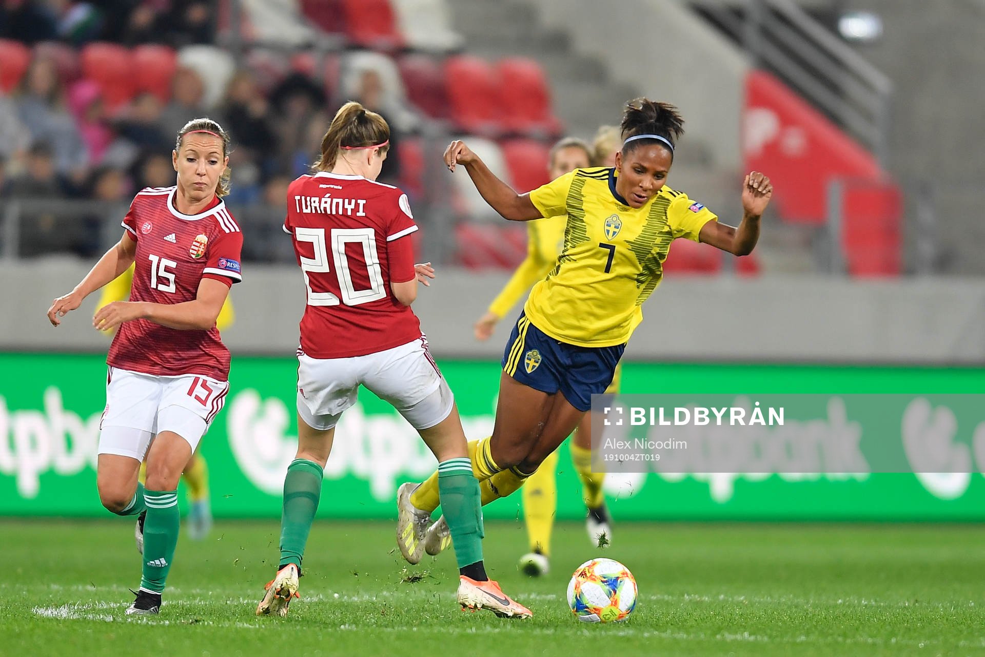 Madelen Janogy of Sweden vies against Lilla Turanyi of
