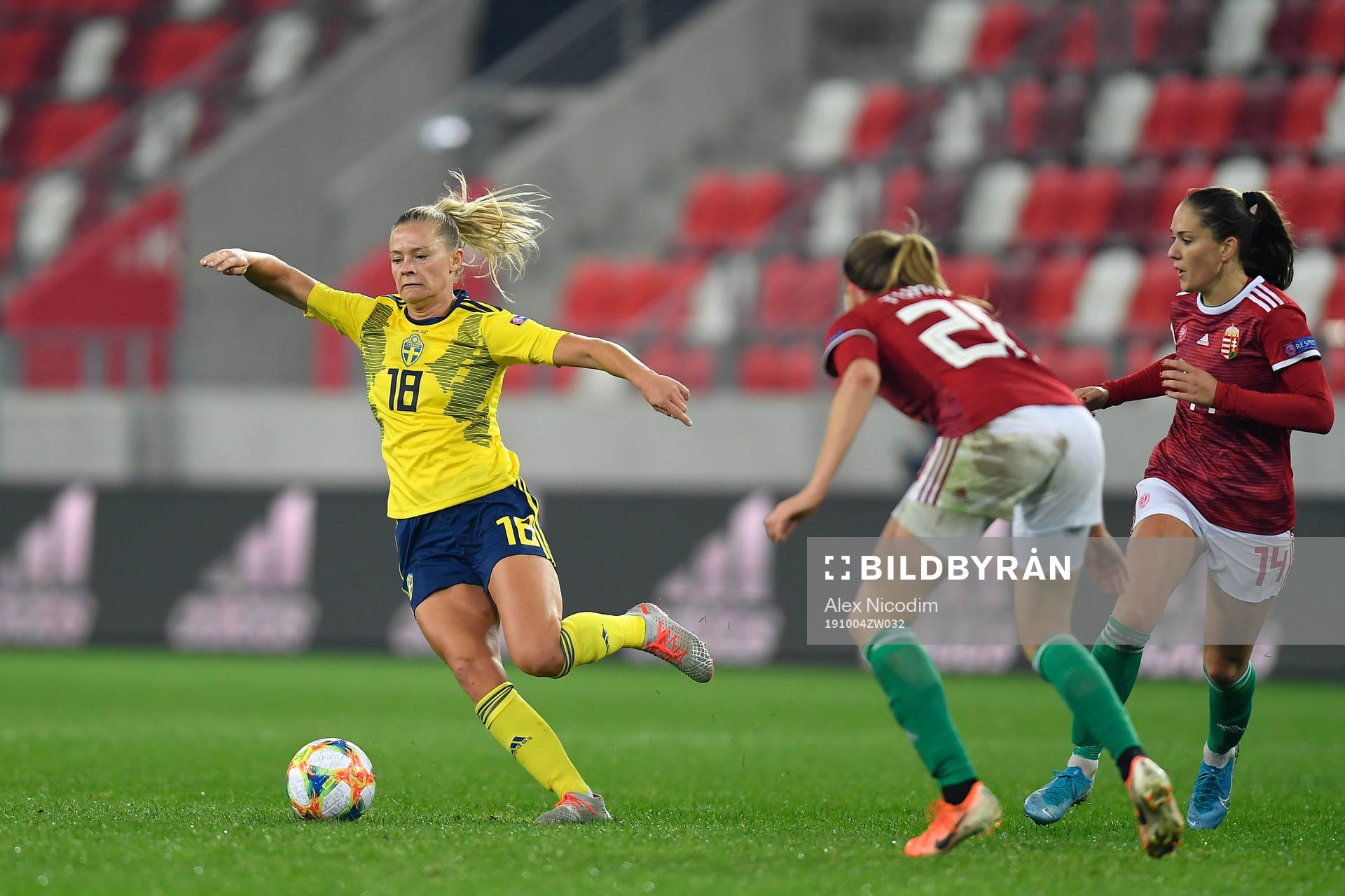 Fridolina Rolfo of Sweden vies against Evelin Mosdoczi of