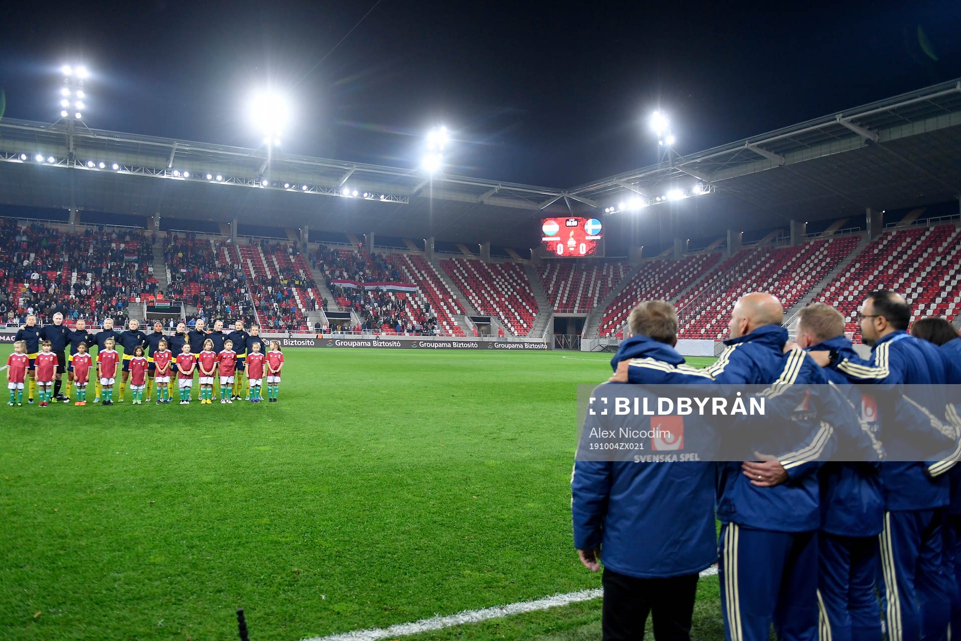 First eleven of Sweden sing the anthem
