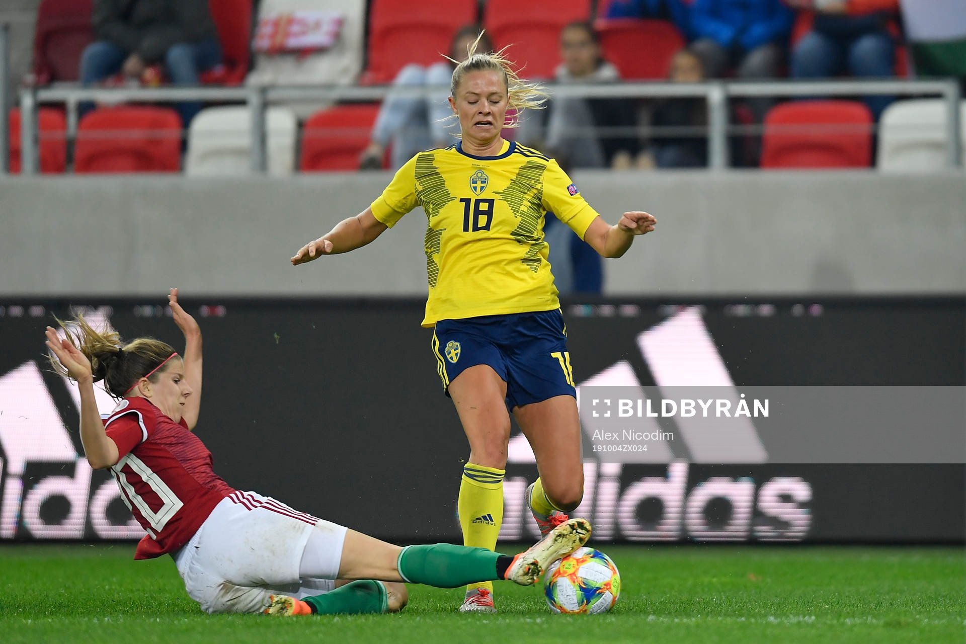 Fridolina Rolfo of Sweden vies against Lilla Turanyi of