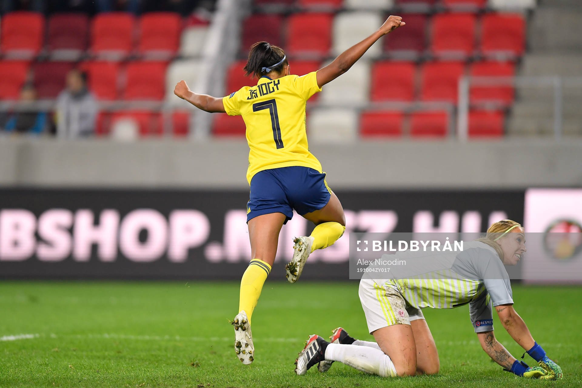 Madelen Janogy of Sweden celebrates