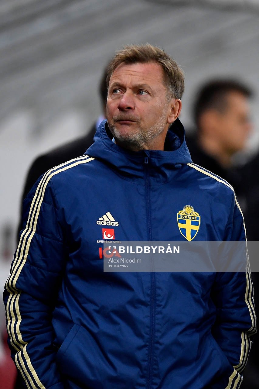 Peter Gerhardsson, head coach of Sweden reacts