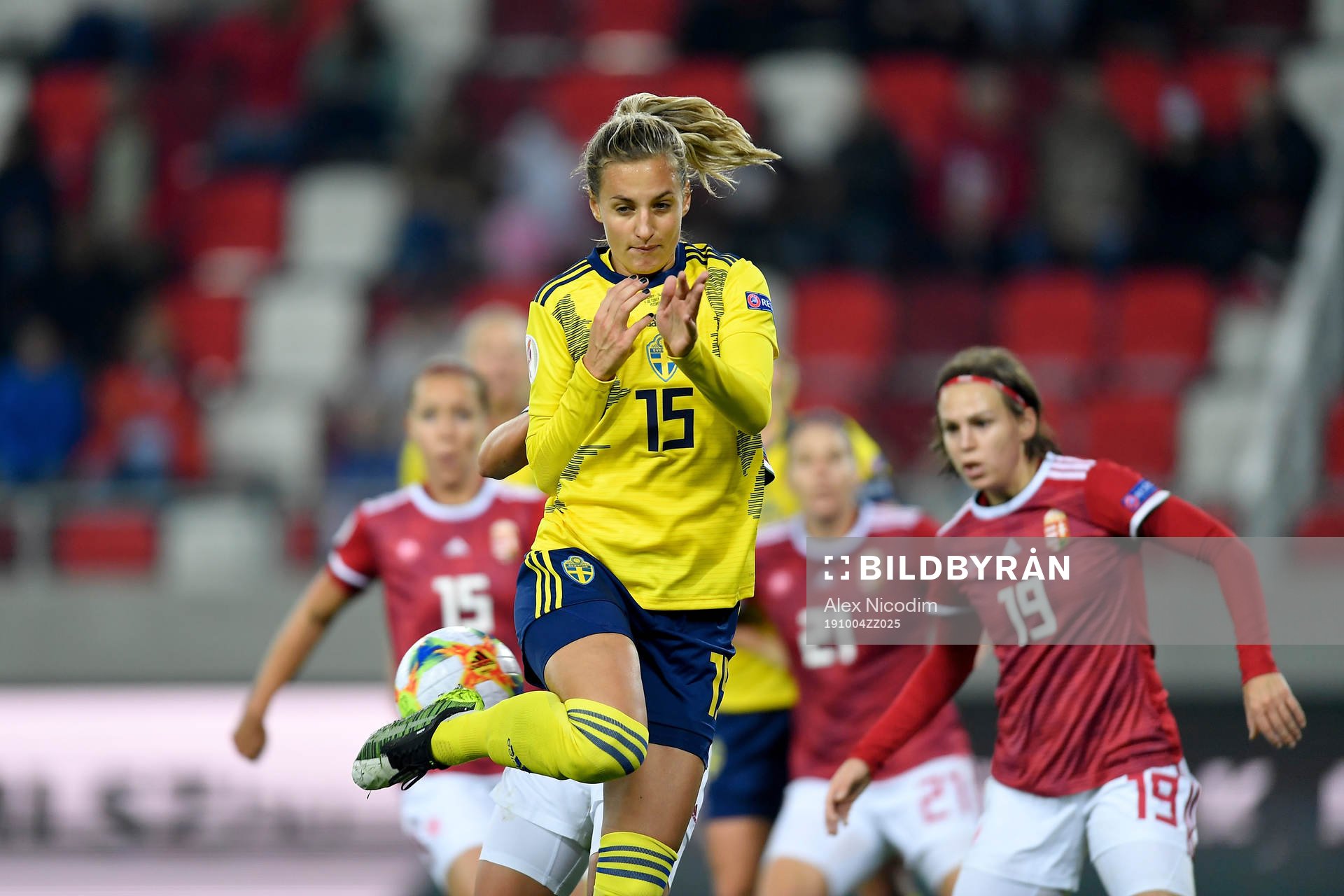 Nathalie Björn of Sweden vies against Dora Zeller of