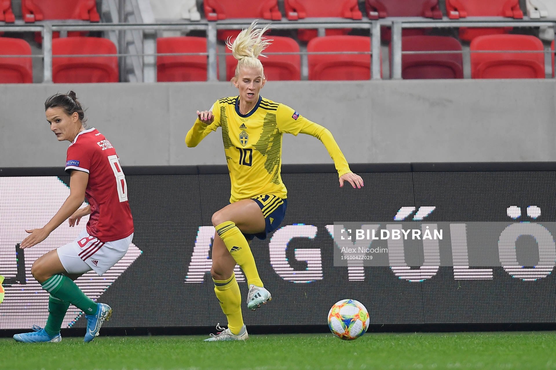 Sofia Jakobsson of Sweden vies against Viktoria Szabo of