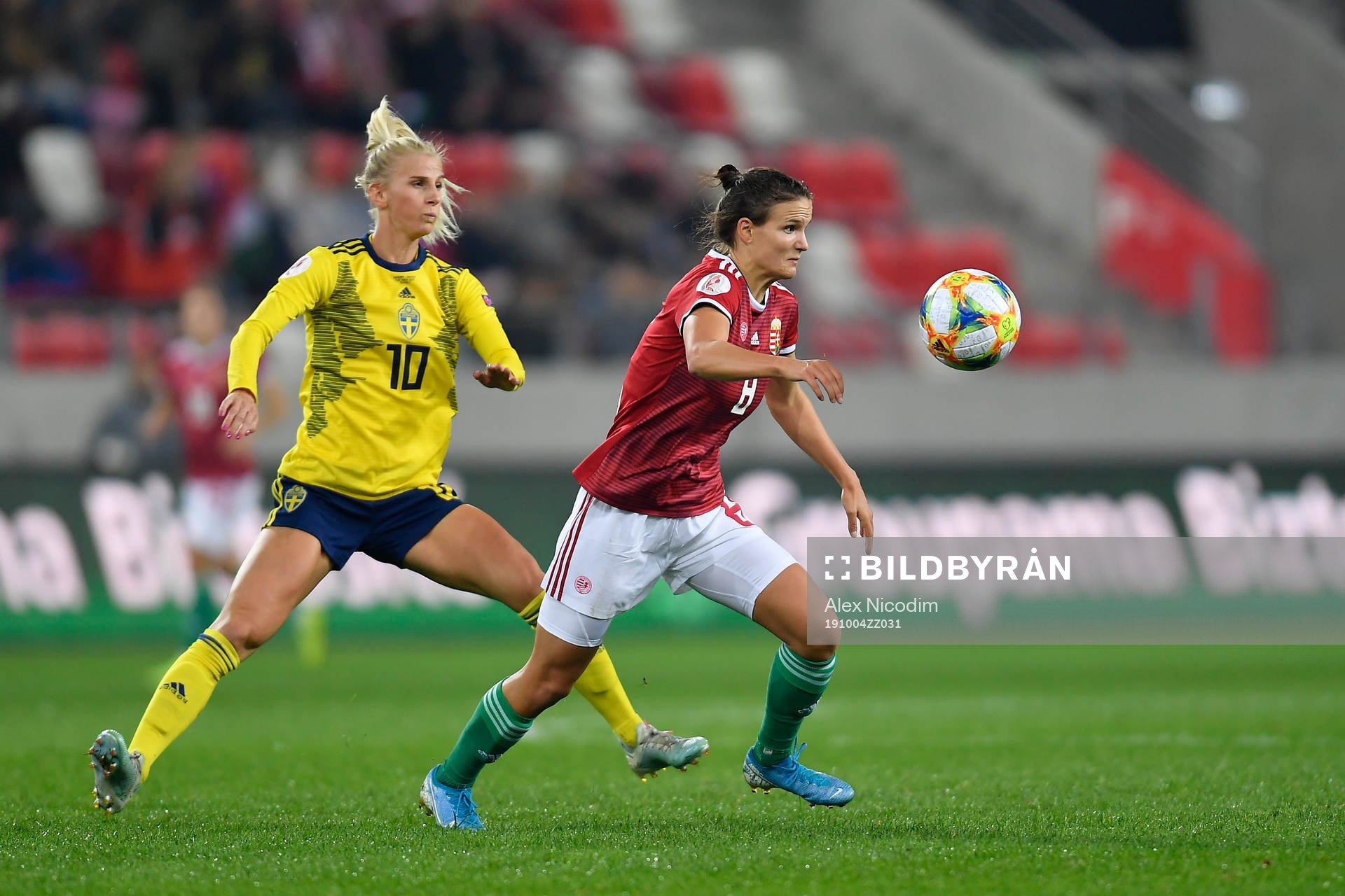 Viktoria Szabo of Hungary vies against Sofia Jakobsson of