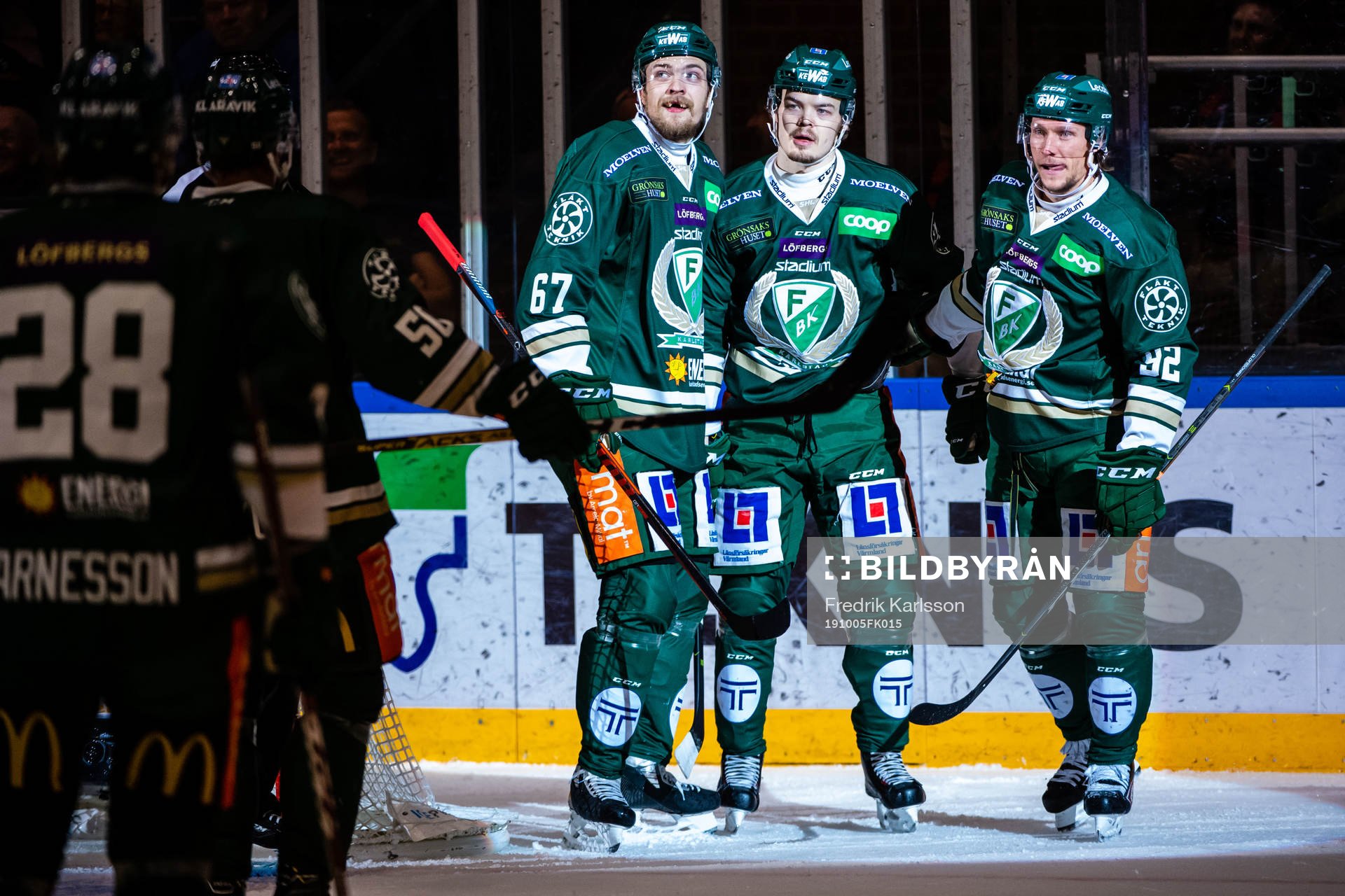 Färjestads Jamo Kärki, Ville Leskinen och Jesper Olofsson