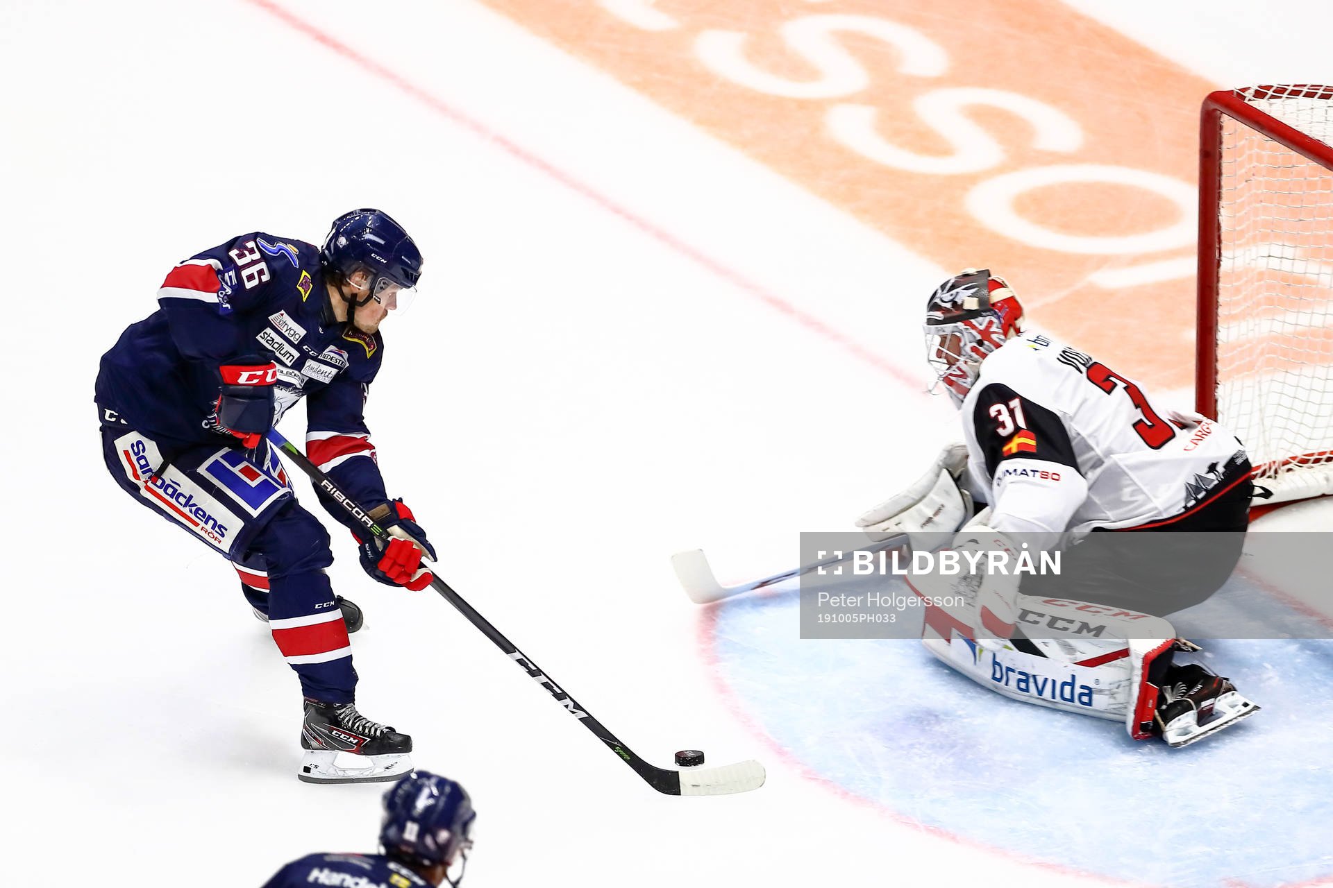 Linköpings Filip Karlsson och Malmö Redhawks målvakt