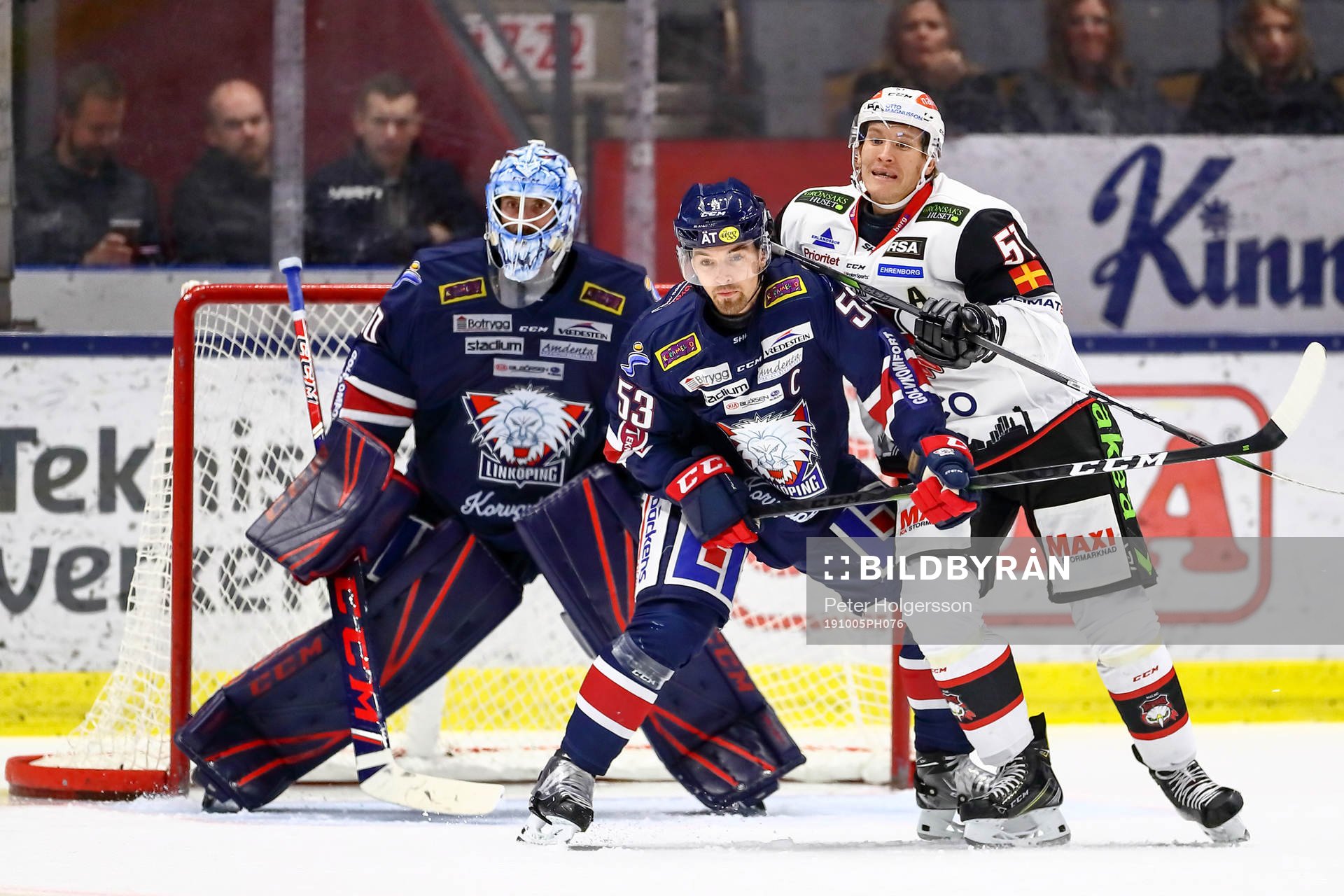 Linköpings målvakt Jonas Gustavsson , Eddie Larsson och