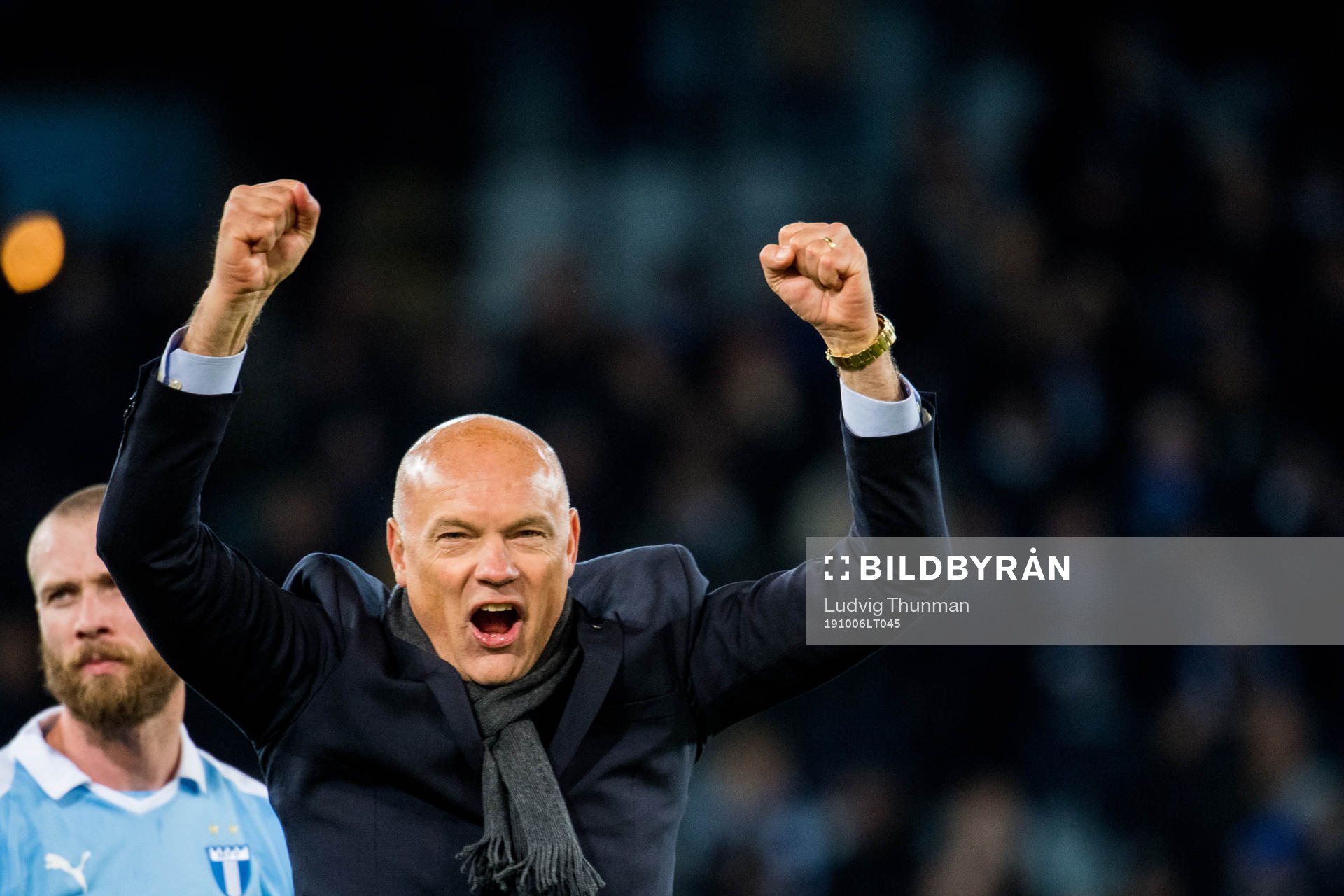 Malmö FFs tränare Uwe Rösler jublar