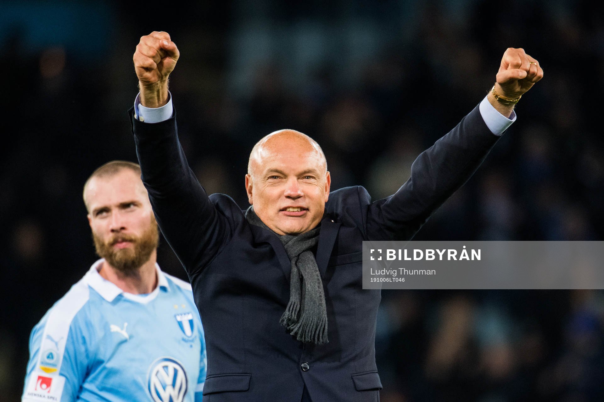 Malmö FFs tränare Uwe Rösler jublar