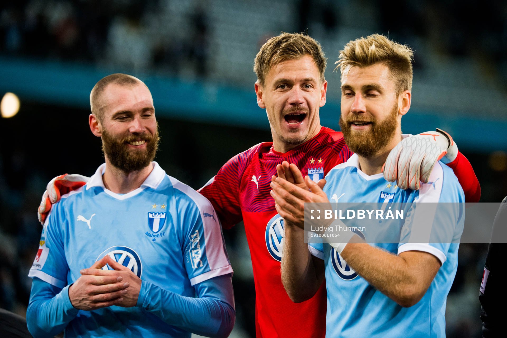 Malmö FFs Jo Inge Bergetm, målvakt Johan Dahlin och