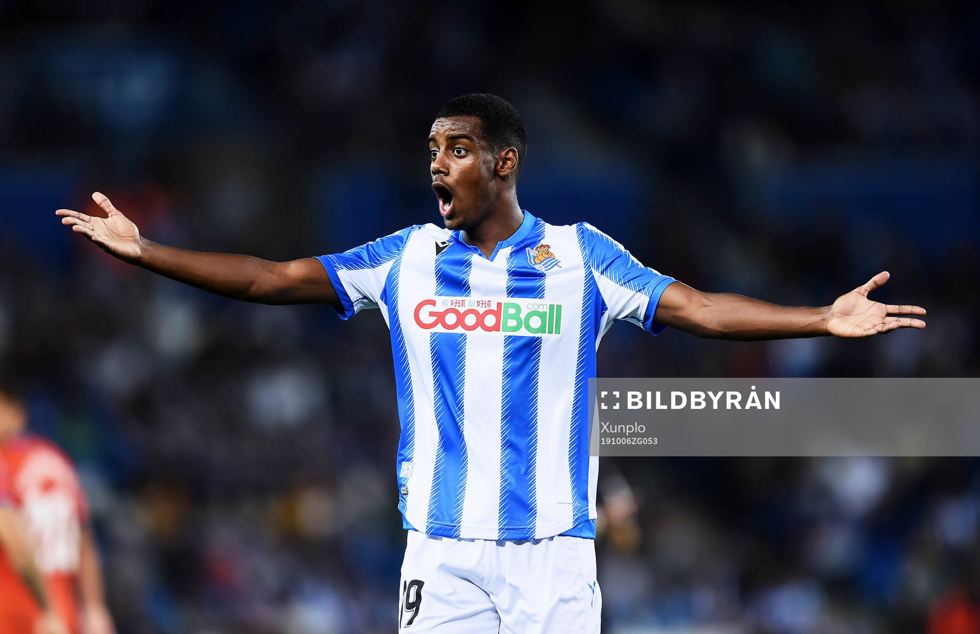 Alexander Isak of Real Sociedad reacts