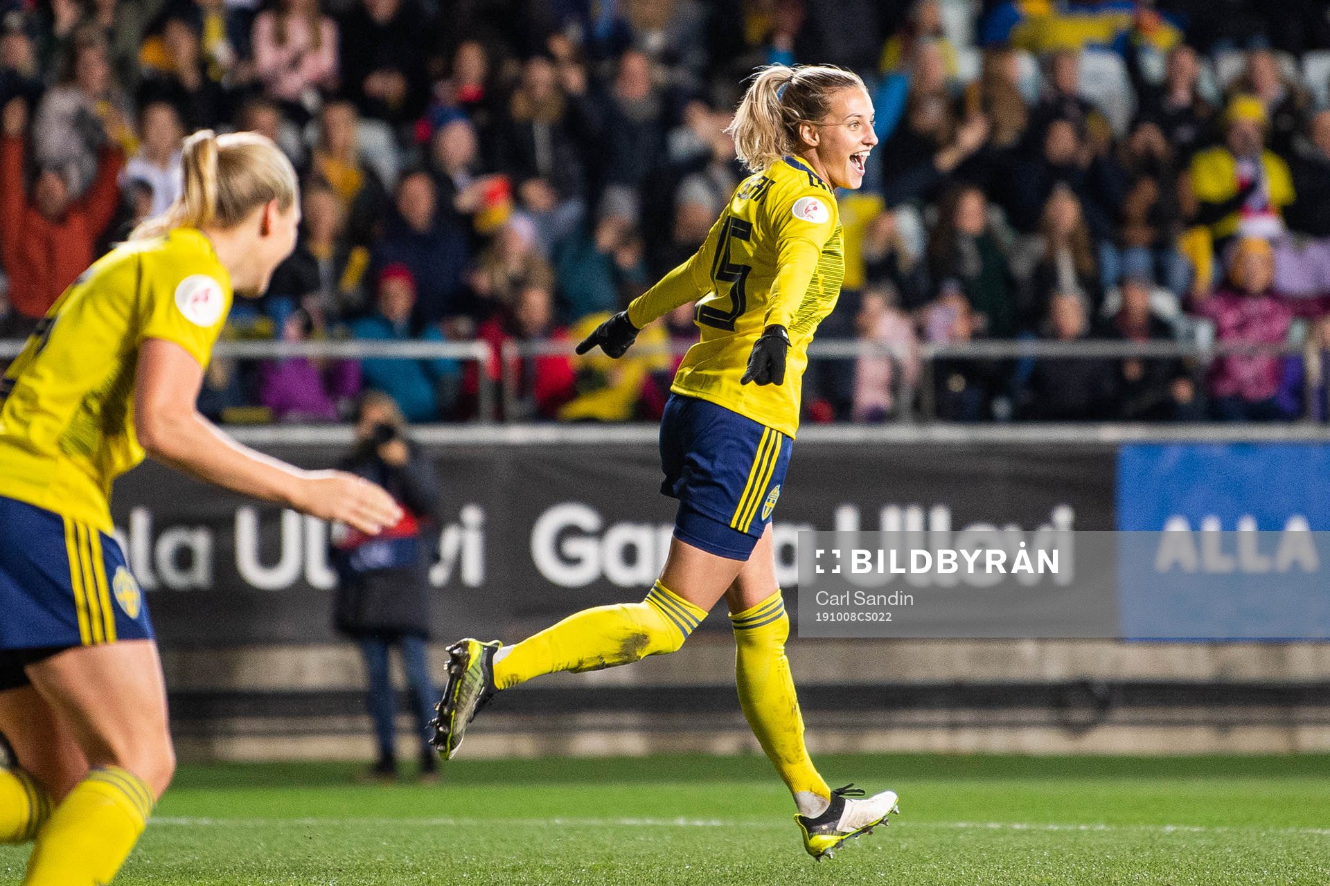 Nathalie Björn of Sweden celebrates scoring 4-0