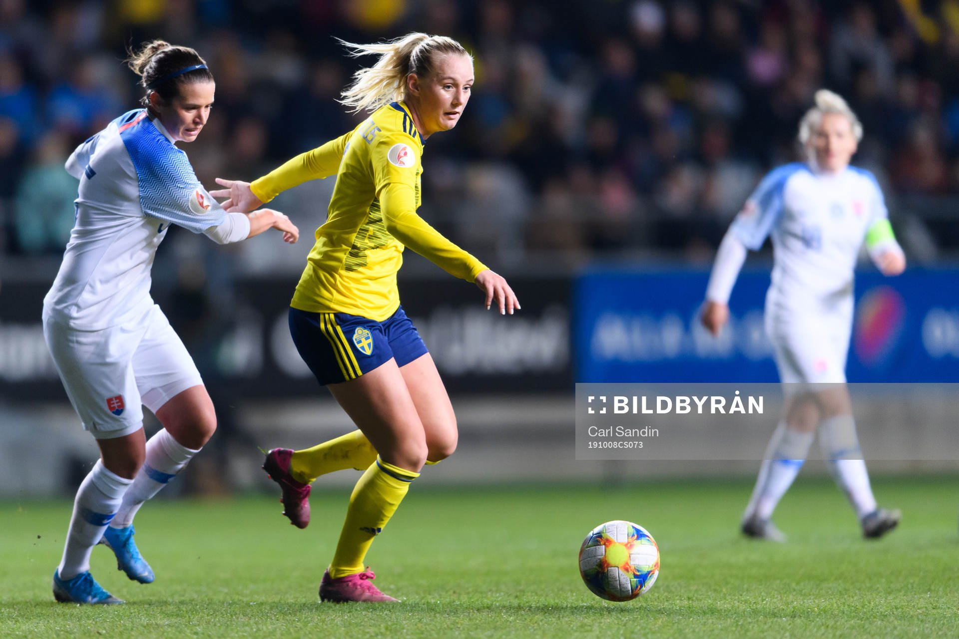 Lucie Harsanyova of Slovakia and Stina Blackstenius of