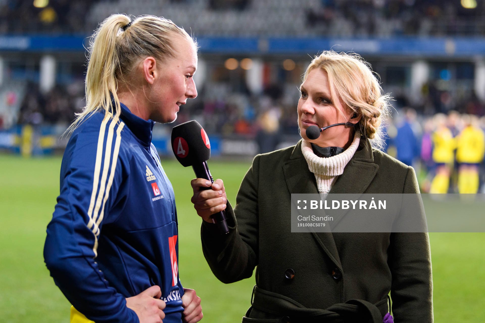 Stina Blackstenius of Sweden is interviewed by Swedish