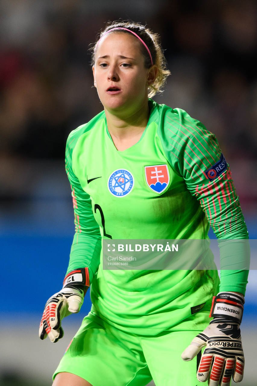 Goalkeeper Maria Korenciova of Slovakia