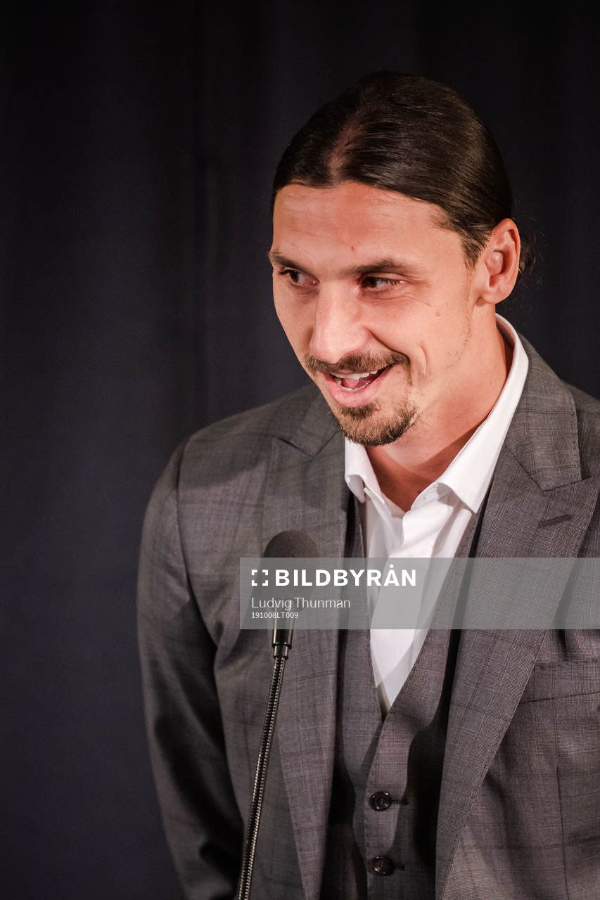 Zlatan Ibrahimovic at a press conference at the revealing