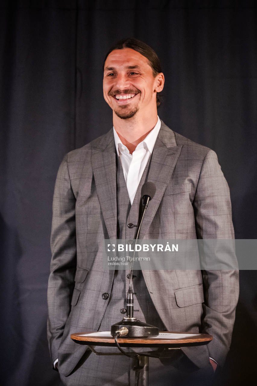 Zlatan Ibrahimovic at a press conference at the revealing