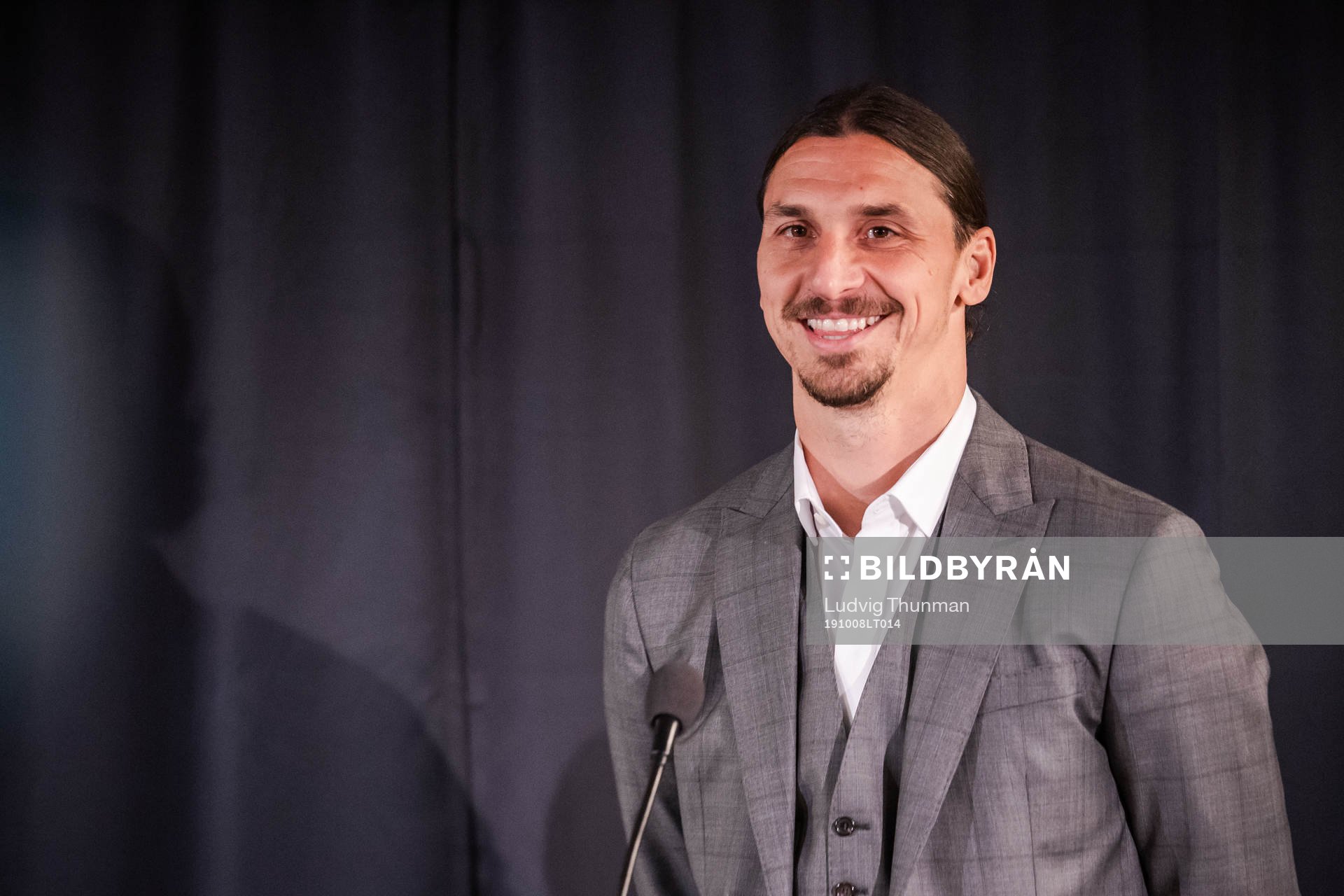Zlatan Ibrahimovic at a press conference at the revealing