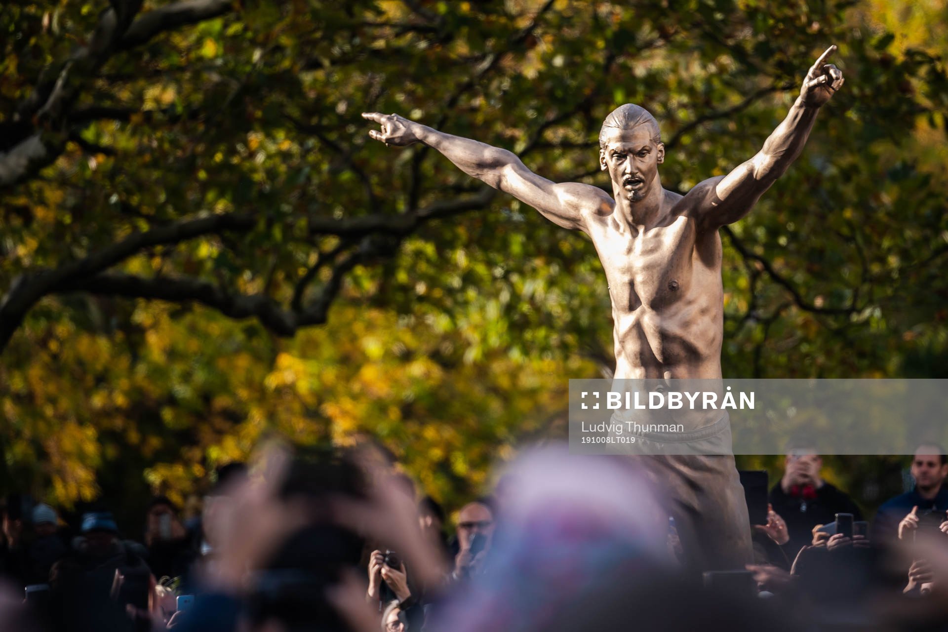 The statue of Zlatan Ibrahimovic at the revealing ceremony