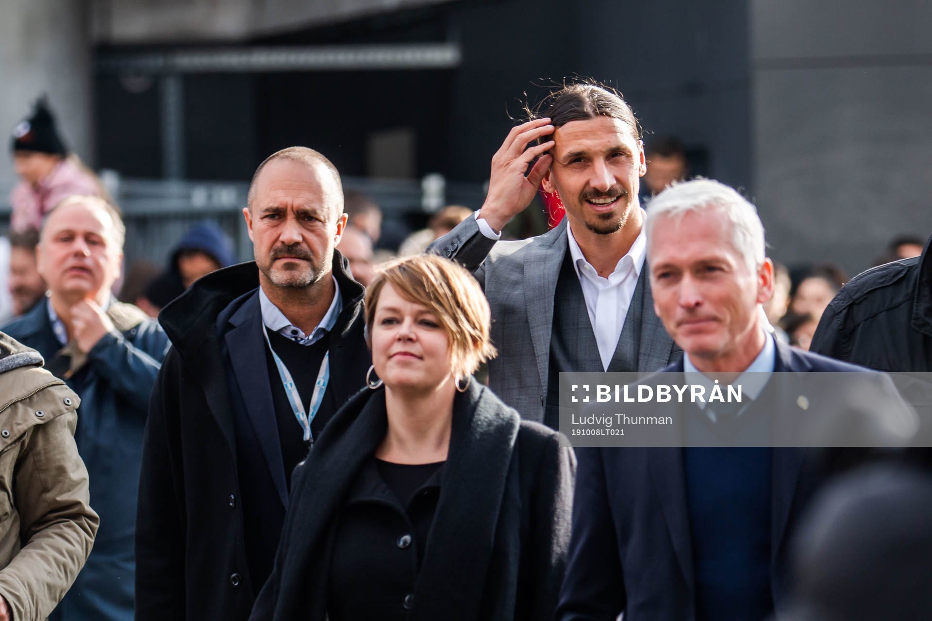 Zlatan Ibrahimovic arrives at the revealing ceremony of his