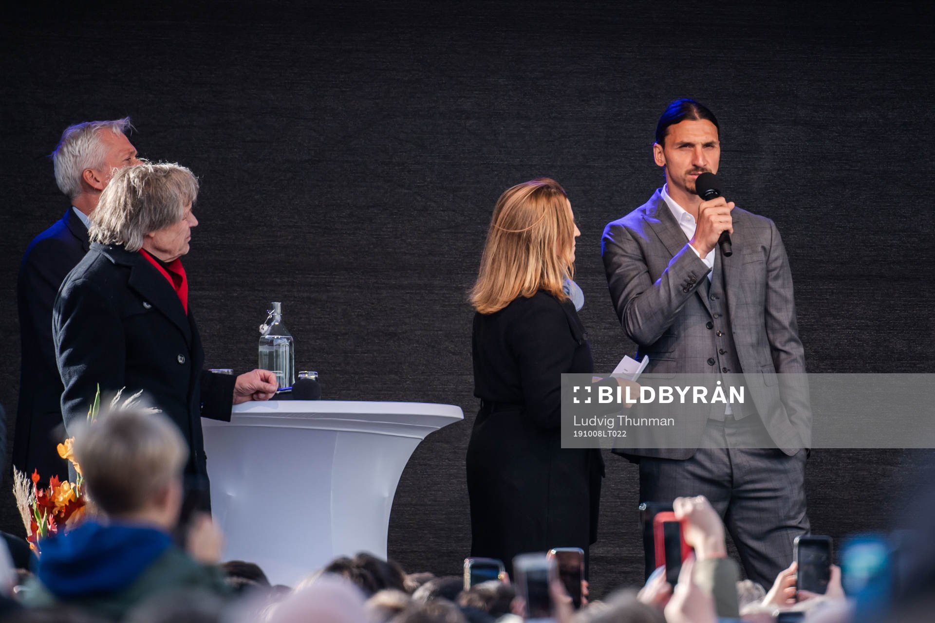 Zlatan Ibrahimovic at the revealing ceremony of his statue