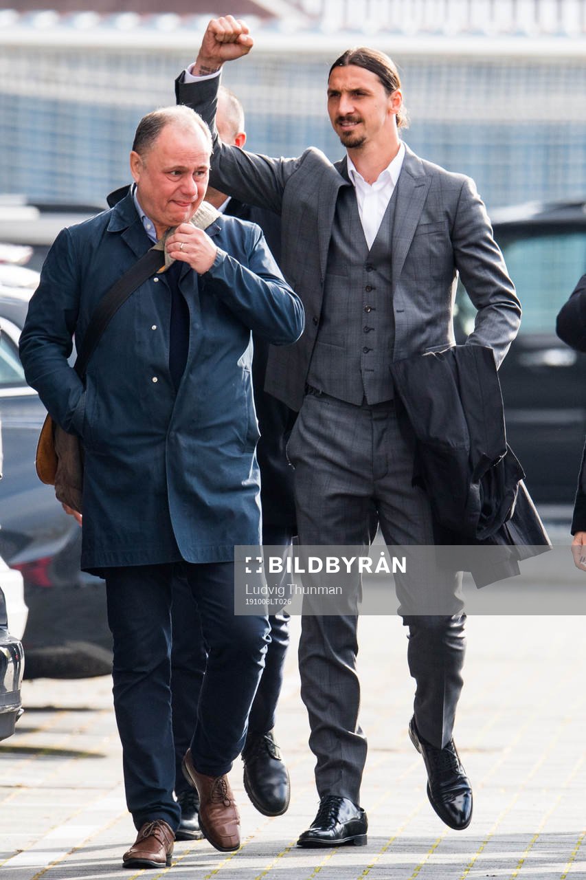 Zlatan Ibrahimovic arrives at the revealing ceremony of his