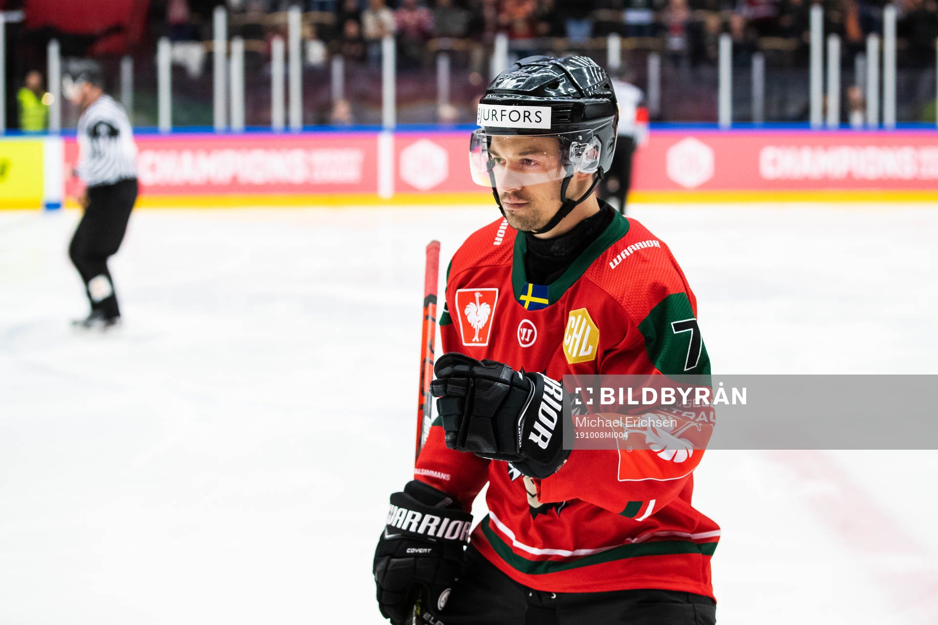 Patrik Carlsson of Frölunda celebrates scoring 1-0