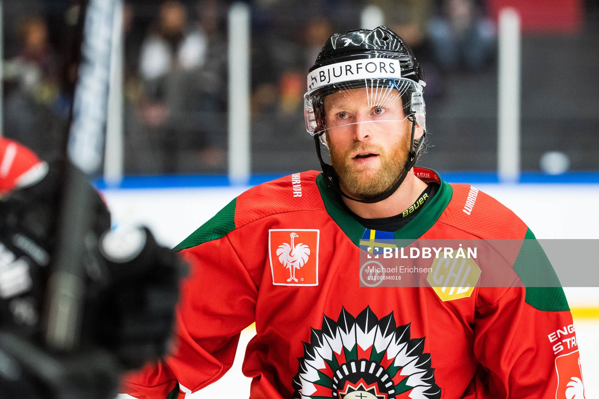 Karl Stollery of Frölunda celebrates scoring 3-1