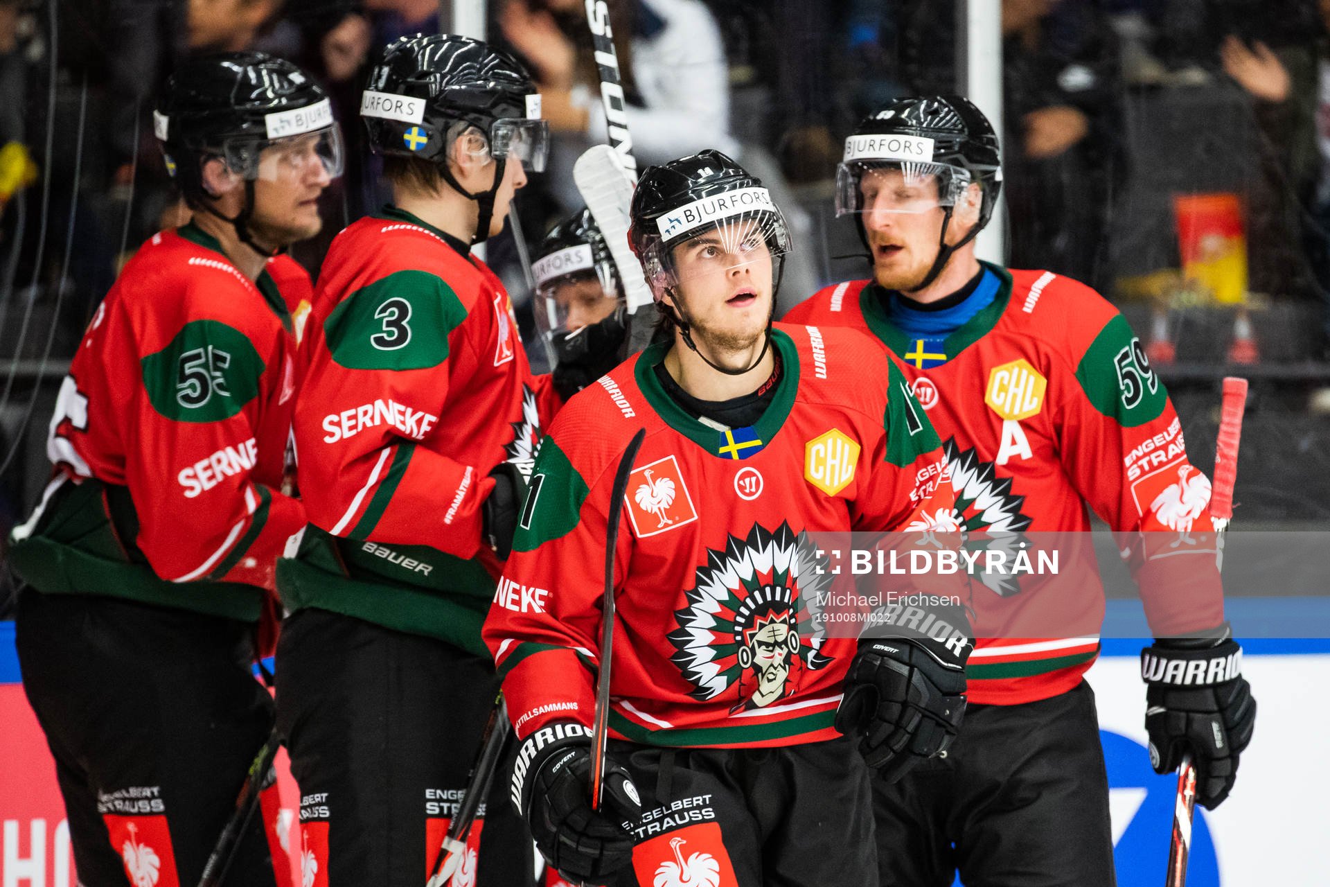 Samuel Fagemo of Frölunda celebrates scoring 4-1